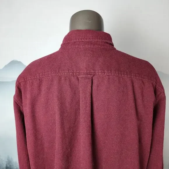 Land's End Big Casual Button Down Maroon Cotton Shirt | Men's XXL/T - Picture 9 of 15
